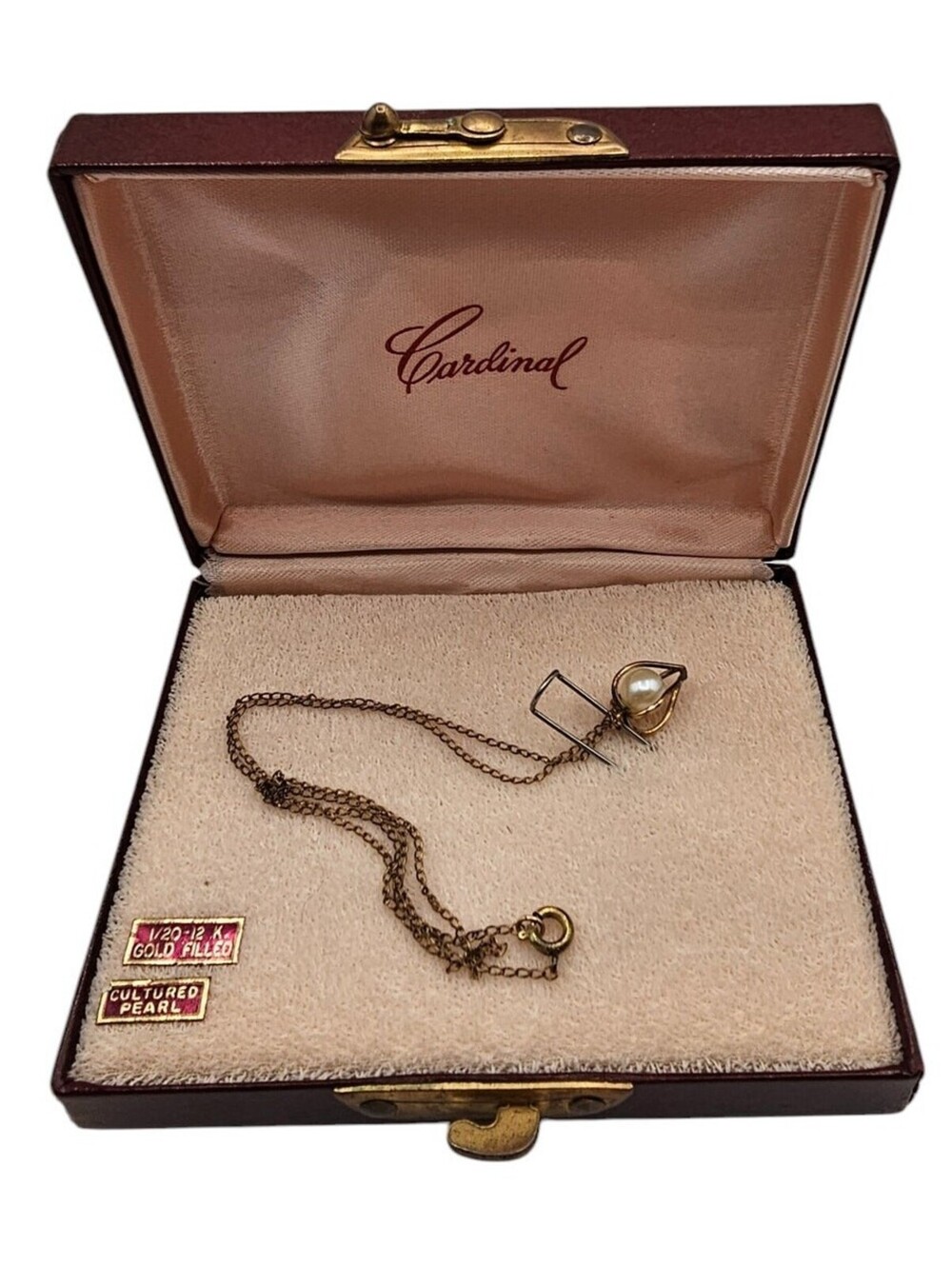 Vintage 1960s Cardinal Gold Filled Cultured Pearl Chain Necklace Dainty Pretty
